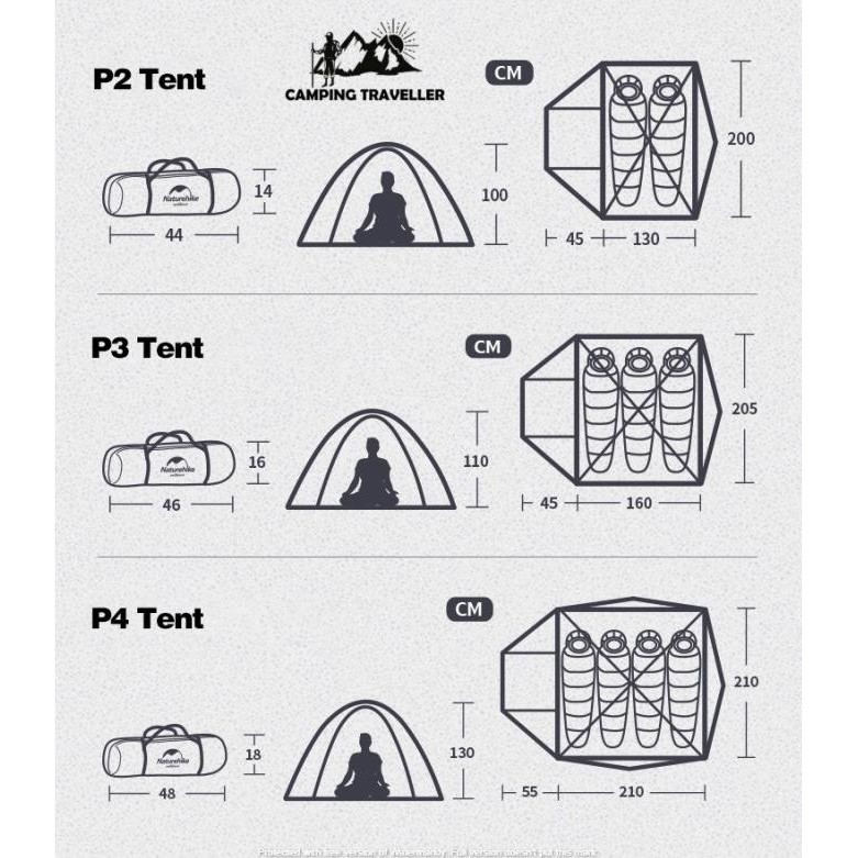 Tenda naturehike 4P NH18Z044-P camping tent ultralight
