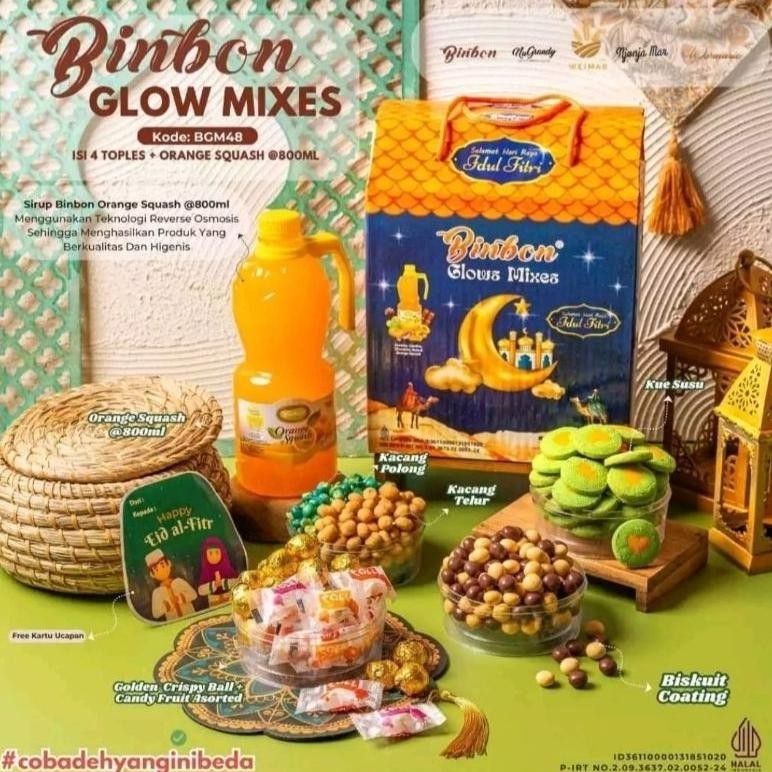 

CR - Binbon Glows Mix - Binbon paket kue, kacang, permen dan sirup - Bingkisan paket lebaran TERLARIS