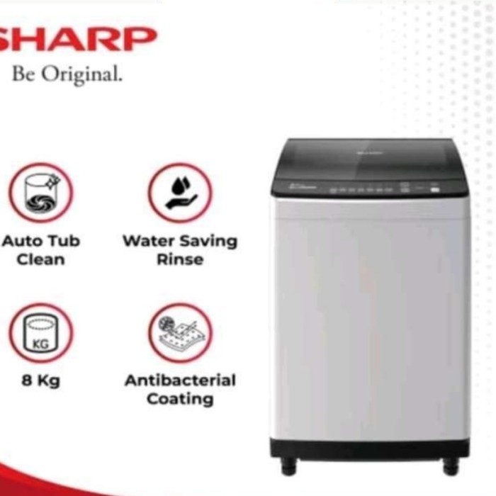 Mesin Cuci Sharp 8Kg 1 Tabung Top Loading Baru Bergaransi Resmi