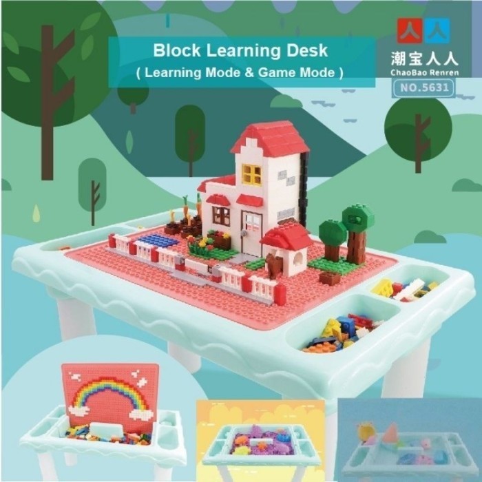 

Mainan Edukatif Block Learning Desk Meja Belajar Bermain Lego 2 In 1