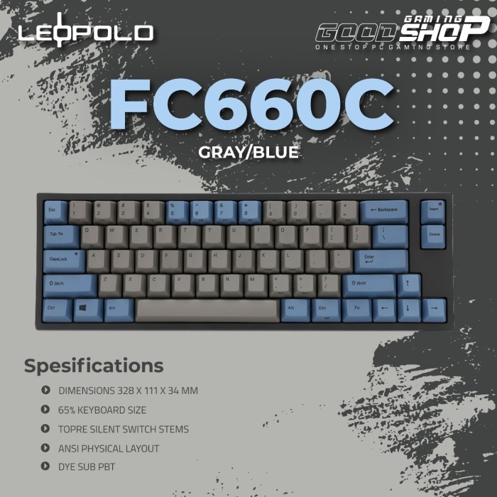 Leopold Fc660C Grey / Blue Dye Sub Pbt - Mechanical Gaming Keyboard