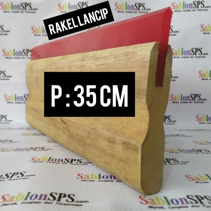 

Rakel Sablon Merah Lancip Besar 7X50Mm Set Gagang Kayu P. 35Cm