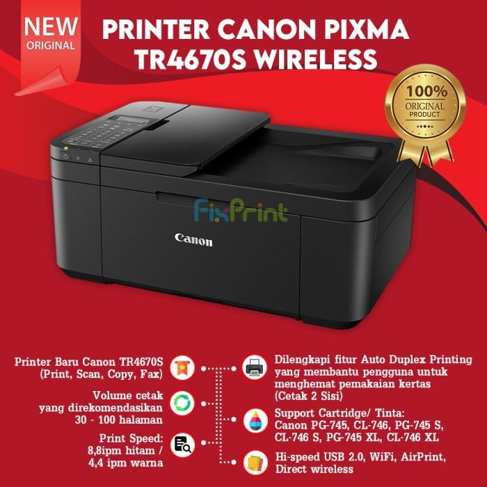 Printer Canon Tr4570S Tr4670S Print Scan Copy Wifi All-In-One Scan F4