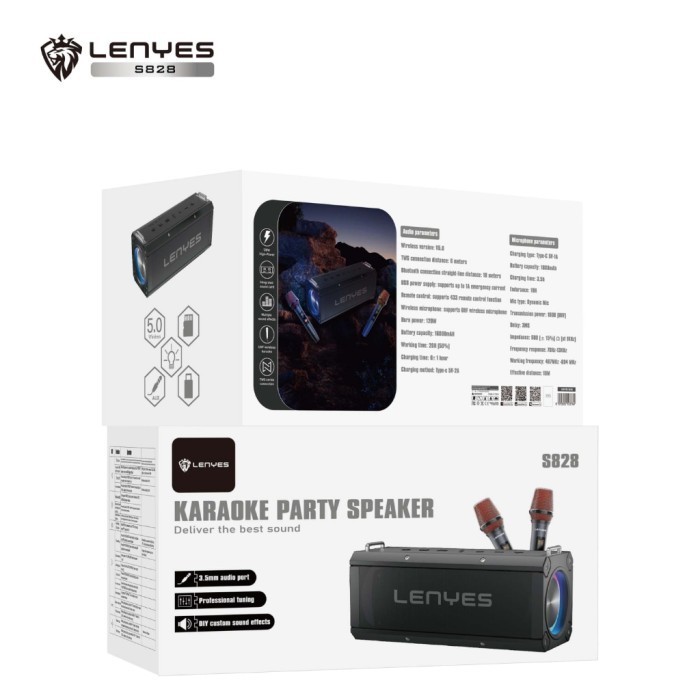 Myroots X Lenyes S828 120W Ktv Wireless Speaker + Microphone Karaoke Termurah Terlaris Promo