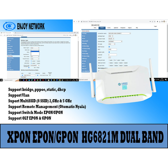 New XPON FIBERHOME EPON/GPON HG6281M DUALBAND 2,4G 5Ghz