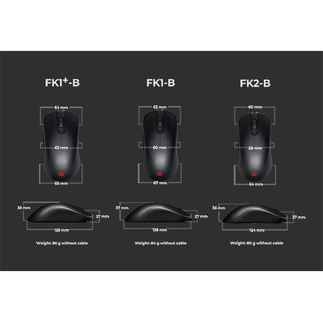 BenQ Zowie FK1-B Mouse Gaming Esports Hitam Tangan Kanan Low Profile