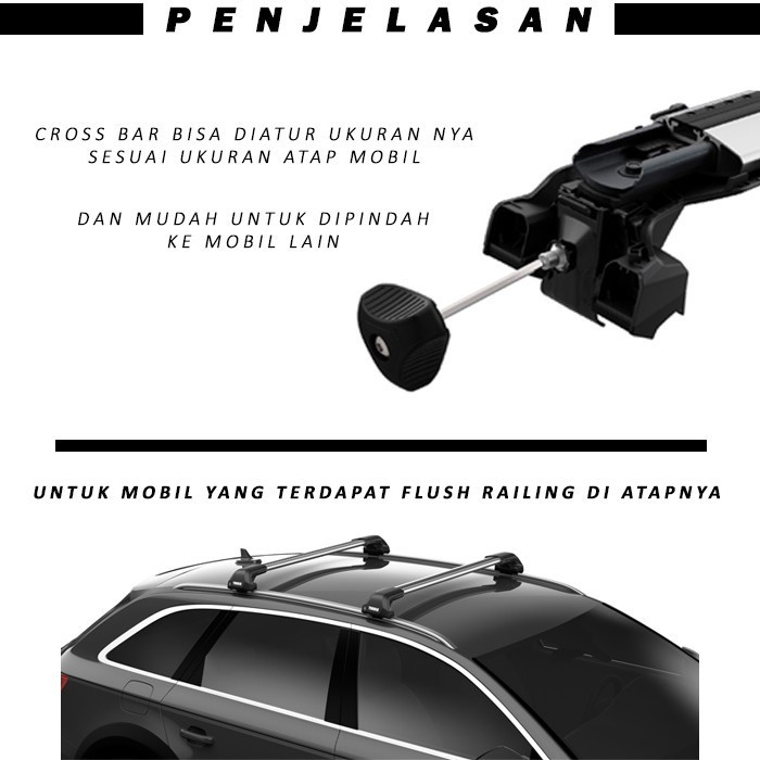 Cross Bar Edge 2021 Thule + Edge Flush + Kit Fortuner - Black Termurah Terlaris Promo