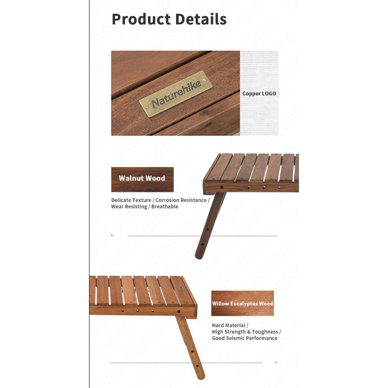 Meja Lipat Naturehike Nh20Jj031 Portable Camping Piknik Outdoor Bbq