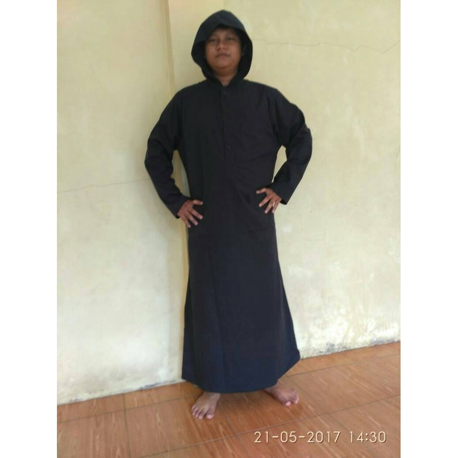Jubah Pria Jumbo gamis jubah pria hitam hoodie xxxl, aamaleeq. Termurah