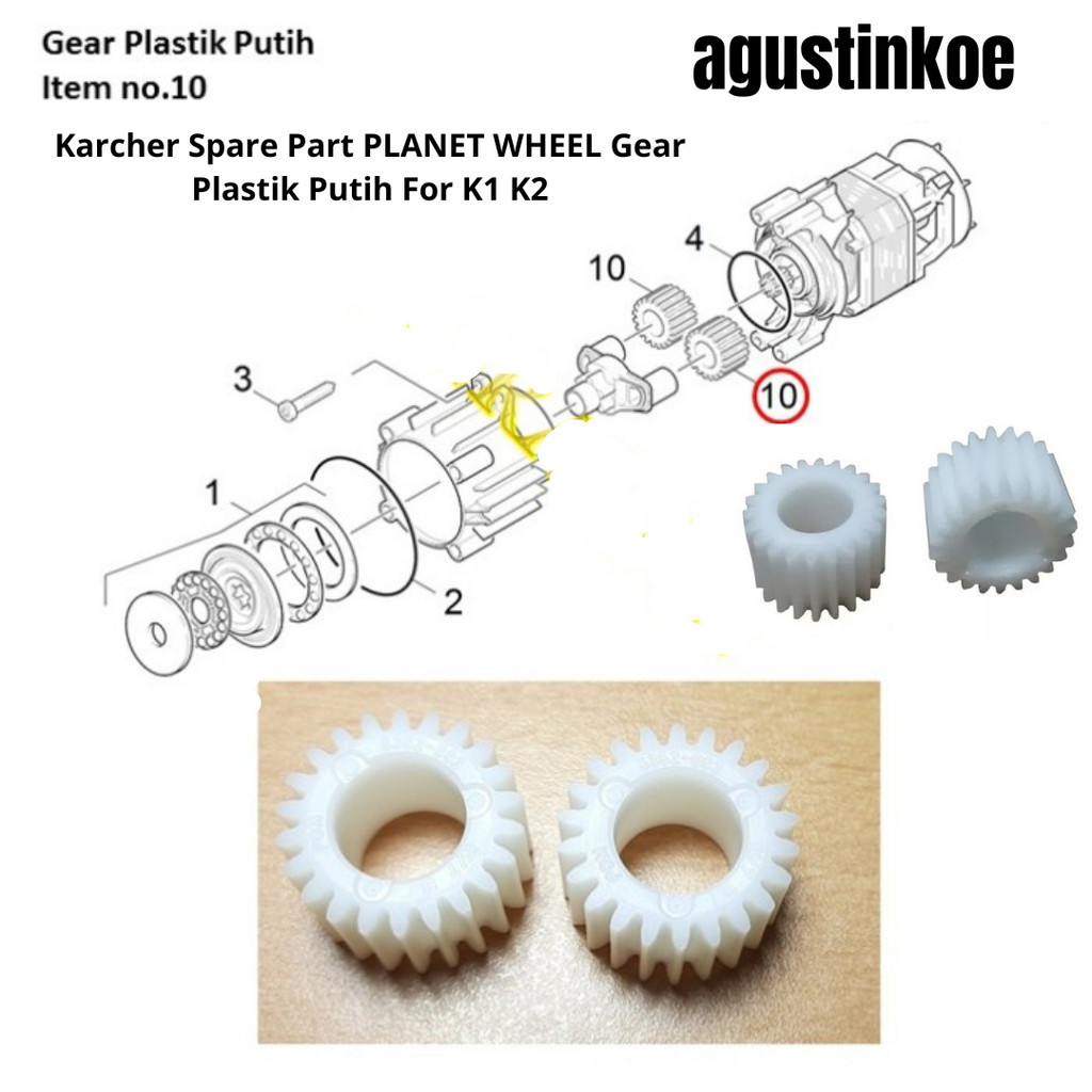 READYY Karcher Gear Plastik Putih PLANET WHEEL for K1 K2 Spare Part / Karcher PLANET WHEEL Gear Plas