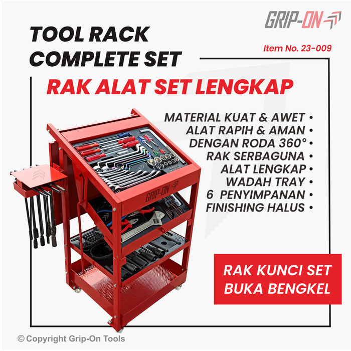 Grip-On Tool Rack Complete Set Rak Alat Bengkel Lengkap + Isi 23-009 Termurah Terlaris Promo