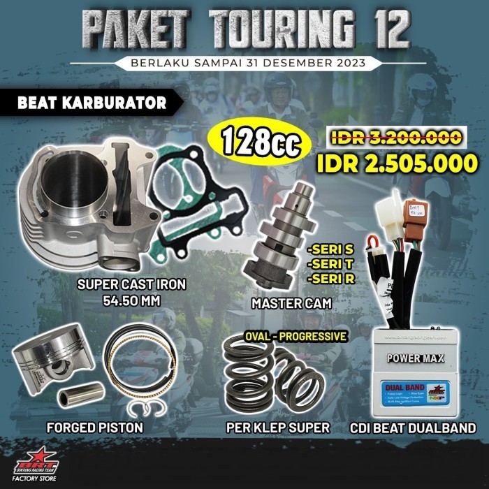 Brt Paket Bore Up Touring 1 Honda Beat / Scoopy Karbu Menjadi 128Cc