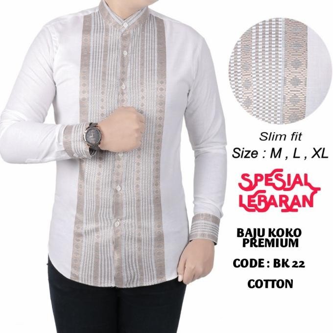 Baju Koko Pria Slim Fit / Kemeja Koko Pria Slim Fit Bk22