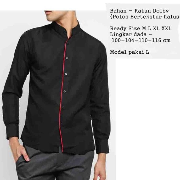 Vm Kemeja Koko Panjang Hitam Slimfit