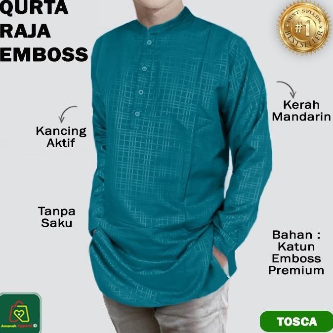 Baju Koko Pria Lengan Panjang Qurta Raja Emboss Jumbo M-Xxl / 26139