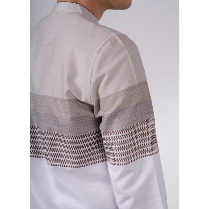 Men'S Top Kemeja Koko Lengan Panjang Pria Qadir-White