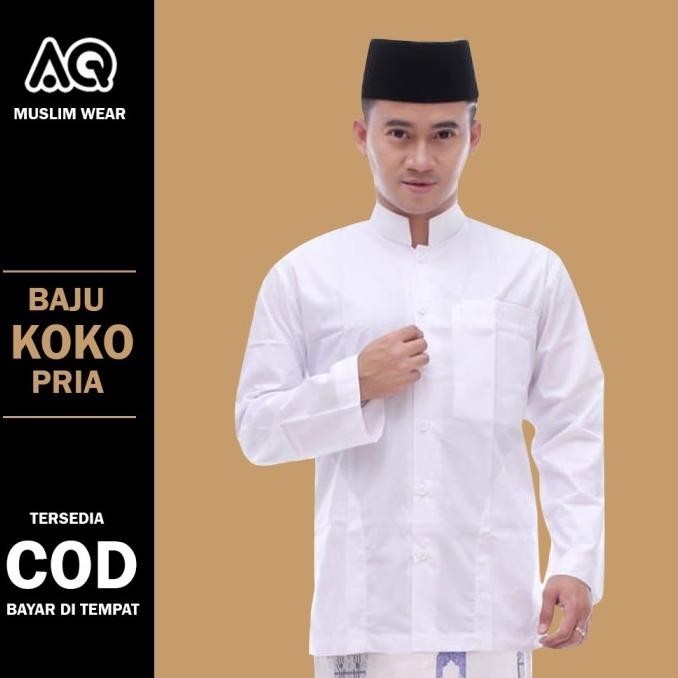 Baju Muslim Koko Pria Dewasa Warna Adem Koko Putih Polos Premium Ori