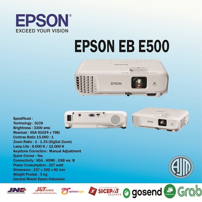 BEBAS ONGKIR - Projector EPSON EB E-500/EPSON EB E-500