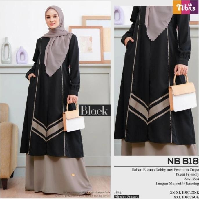 Terbaru Gamis Nibras Nb B18 Warna Hitam Black Polos Cardigan Busui Branded Ori Pengiriman Cepat