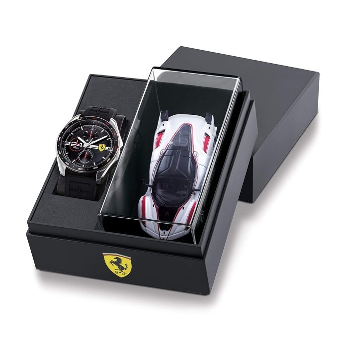 Ferrari 0870045 - Jam Tangan Pria - Bonus Miniatur Ferrari - Original