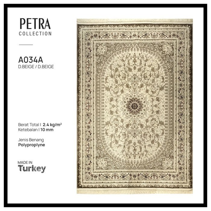 Karpet Permadani Klasik Minimalis Petra Impor Turki - 200X300 Cm