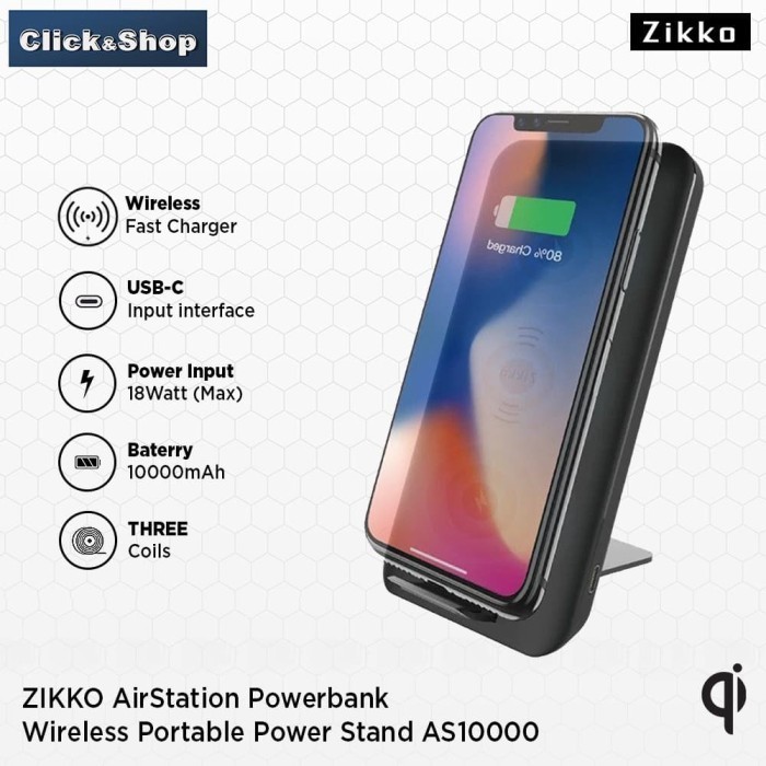 Zikko Airstation Powerbank Wireless Portable Power Stand As10000