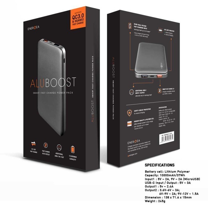 Powerbank 10000Mah Qc3.0 Aluboost Energea