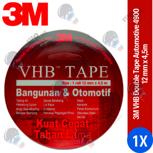 

BRG BARU 3M VHB Double Tape Foam Automotive Mobil 4900 Merah Size 12 mm x 4.5 m