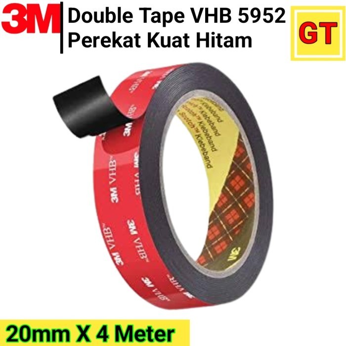

DISKON Double Tape 3M VHB 5952 Hitam ORIGINAL Dobel Tip Perekat Kuat 20mm