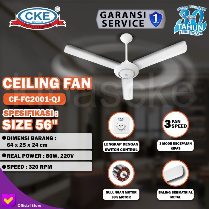 Ceiling Fan Cke 56 Inch Kipas Angin Gantung Plafon Rumah Sejuk Dingin