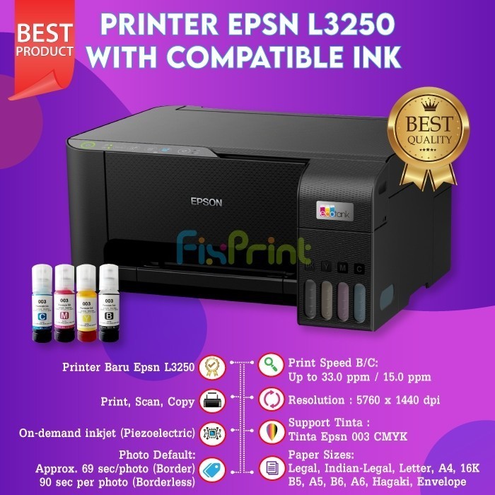 Printer Epson Ecotank L3250 Wifi All In One Pengganti L3150