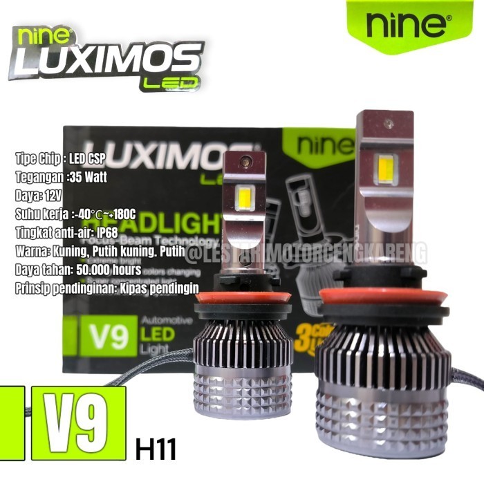 Lampu Mobil H4 Led V9 3 Warna Headlamp Hi Low Garansi 1 Tahun