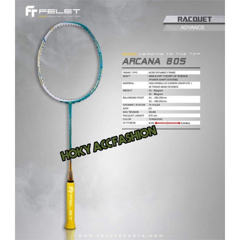 Raket Badminton Felet Arcana 80s - Arcana 80 s Green / Turquoise Ori