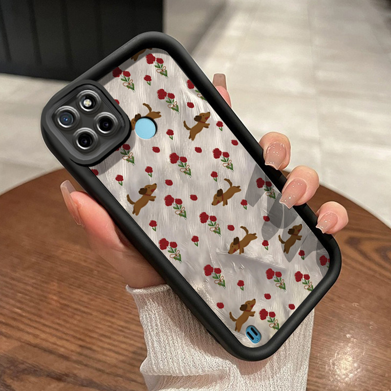 Casing Hp Realme C21Y Realme C25Y Case hp ponsel pola anjing Casing bunga rusak paket penuh Kesing a