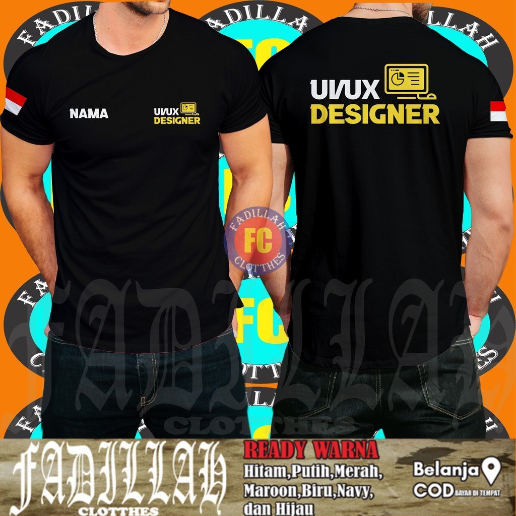 Baju Kaos UI UX Designer Gratis Nama Kamu DB Kaos Distro