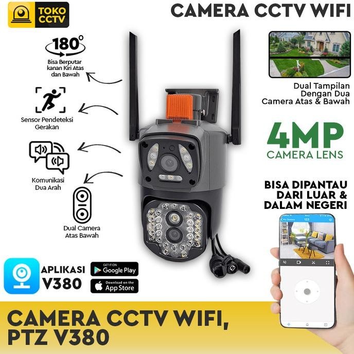 Camera CCTV WIFI PTZ Dual Camera 4 MP +ALARM Outdoor Waterproof