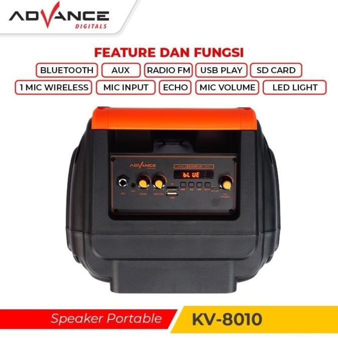Advance Speaker Bluetooth Portable KV-8010 Free Mic Wireless