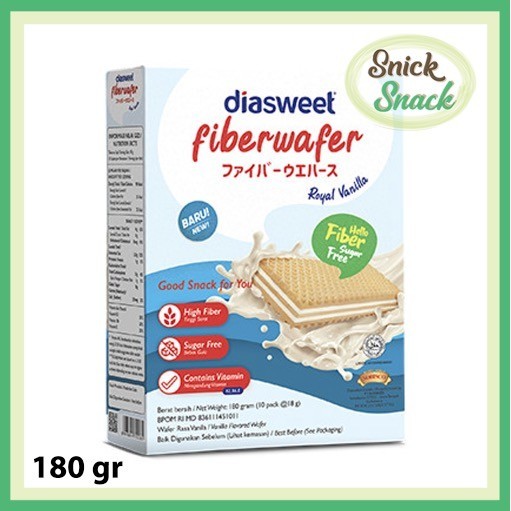 

Diasweet Fiberwafer Vanilla 180 gr Box Wafer Sugar Free Snack Diabetes Rendah Kalori Kaya Serat Fibre