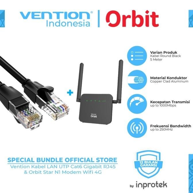 Vention Kabel Lan Utp Cat6 Gigabit Rj45 X Orbit Star N1 Modem Wifi 4G