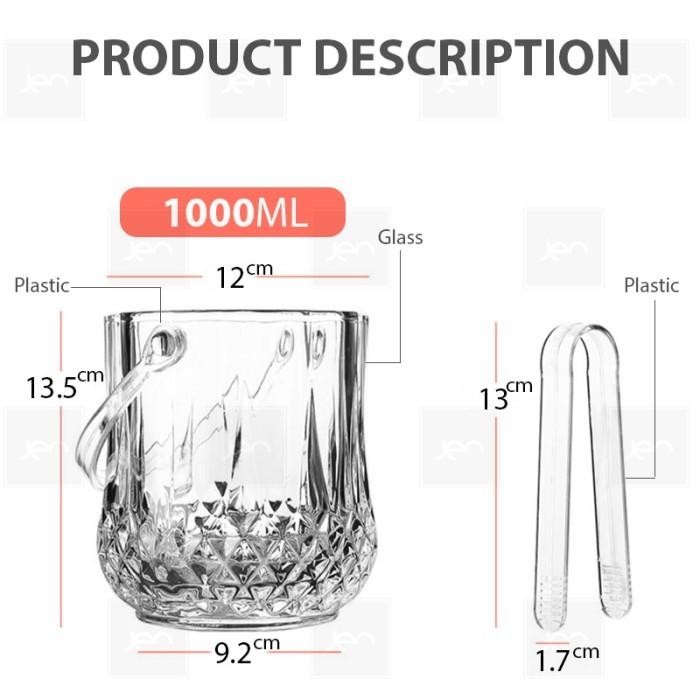 Keranjang Es Batu Ember Minuman Serbaguna Glass Ice Bucket 1L