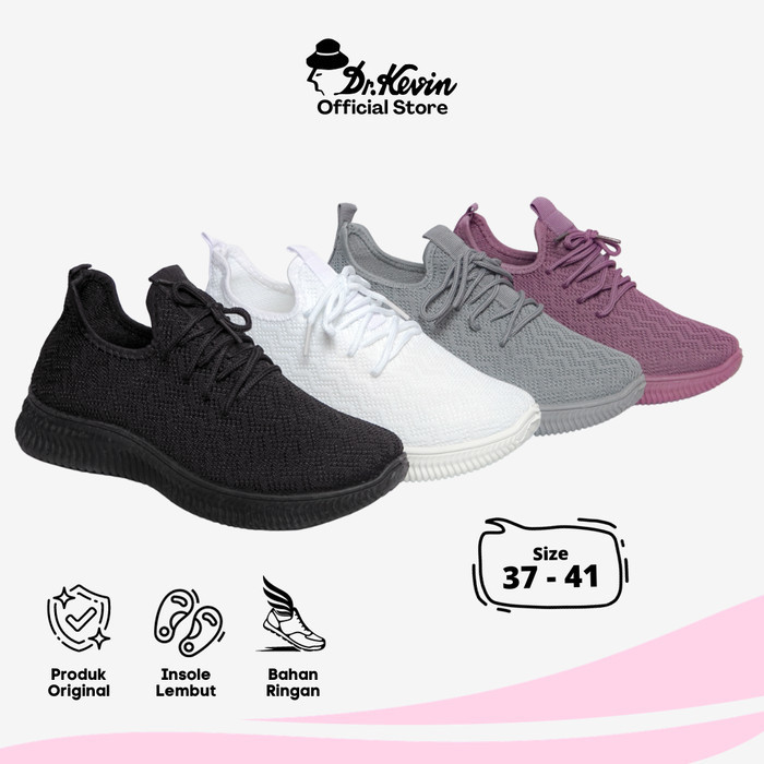 Dr. Kevin Sepatu Olahraga Sport Wanita Sneakers Flyknit Tali 589-040