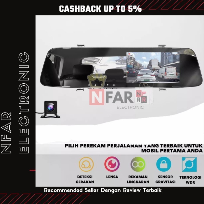 KAMERA MOBIL KACA SPION 2 KAMERA DASHCAM DVR MOBIL DEPAN BELAKANG IPS