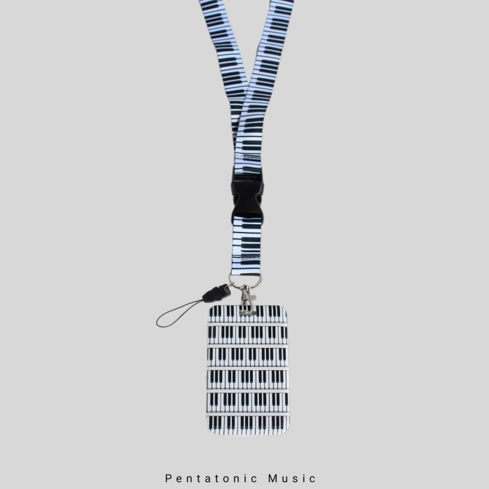 

BARANG TERLARIS Piano Badge ID Card Holder Lanyard Gantungan Name motif Musik Tag