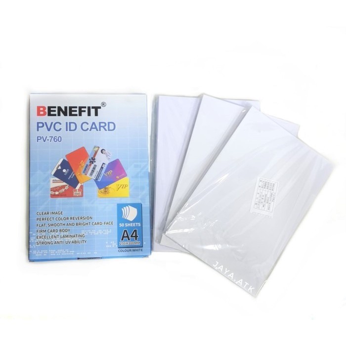 

BARANG TERLARIS KERTAS PVC ID CARD A4 CETAK KARTU NAMA NAME TAG ISI 50 SET 20 X 30CM