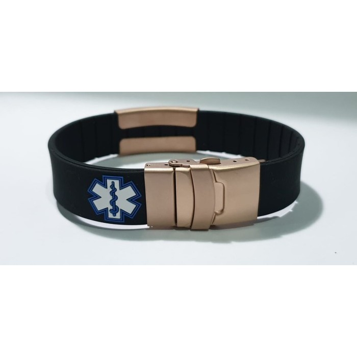 

BARANG TERLARIS Gelang Nama -Road ID- Safe ID- ID tag- rose gold band logo