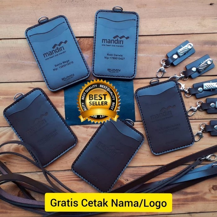 

BARANG TERLARIS ID CARD HOLDER KULIT, NAME TAG HOLDER KULIT CUSTOM, GANTUNGAN ID CARD