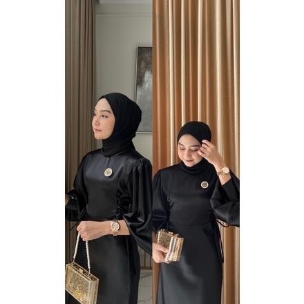 AURELIA DRESS | DRESS SILK KONDANGAN | GAMIS SATIN KEKINIAN | DRESS LENGAN BALON | DRESS SATIN PESTA