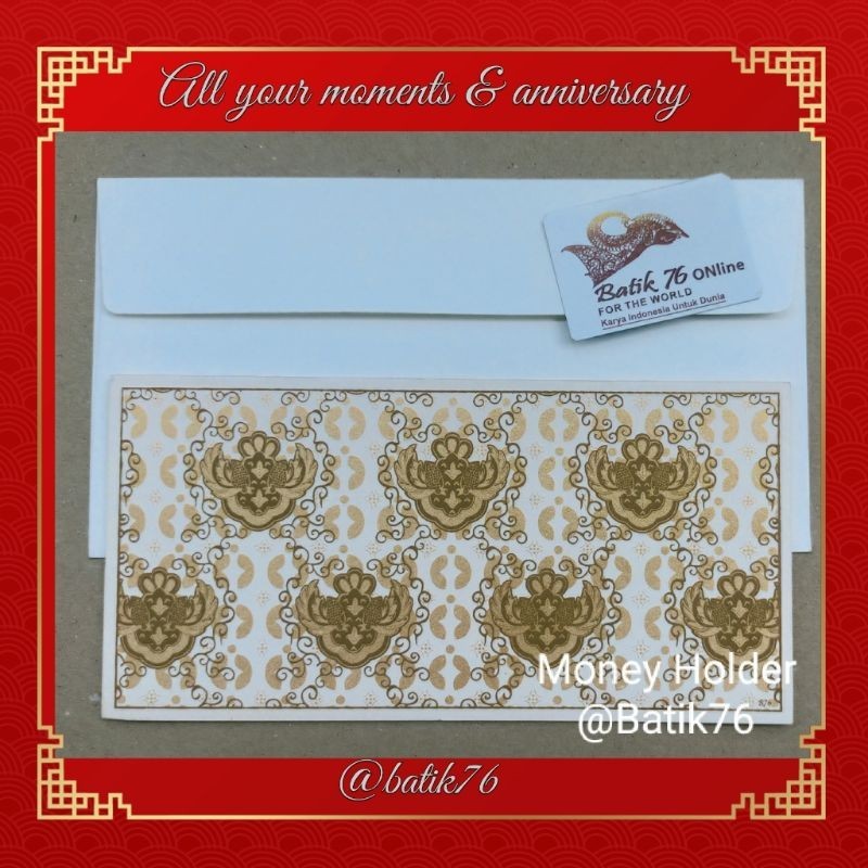 

Kartu Money Holder Amplop Uang Angpao Tempat Duit ATM KartuKredit Voucher Cek Giro GiftCard Batik 76 Motif Gurdo Emas