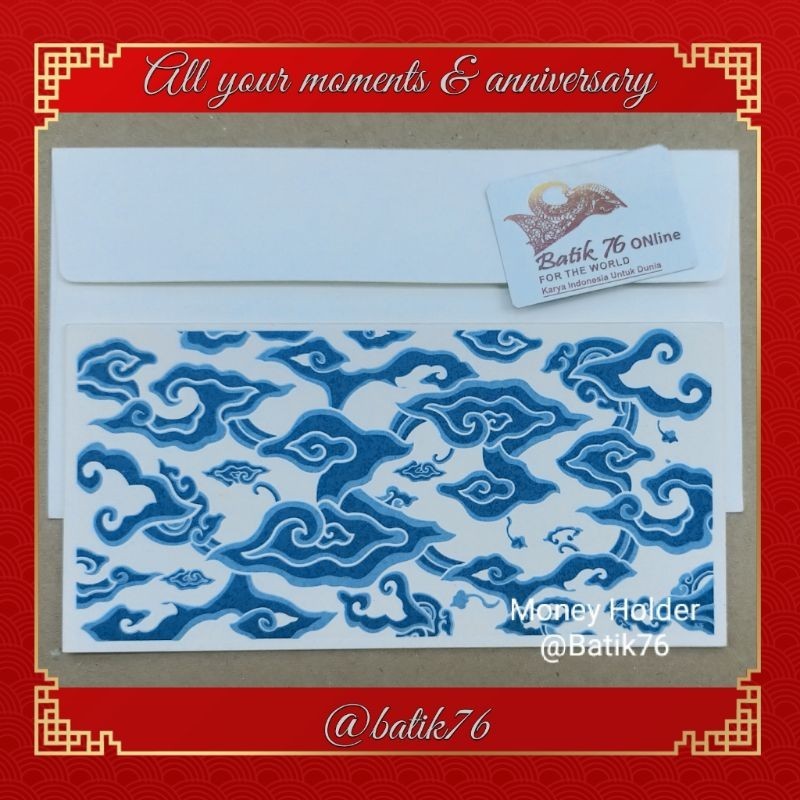 

Kartu Money Holder Angpao Tempat Uang Cek Giro Voucher ATM KartuKredit Batik76 Karya Tangan Motif Megamendung Pearl