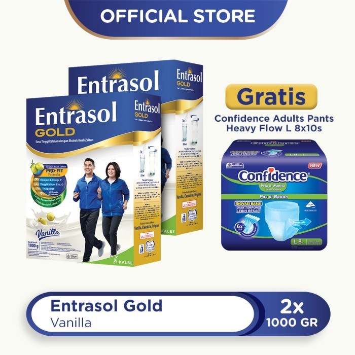 

Buy 2 Entrasol Gold Vanilla 1000G Free Confidence Heavy Flow L 8X10S